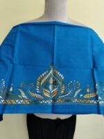 Premium Cotton Kantha Stitch Blouse Material – Floral Design Blue - Image 4