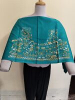 Premium Cotton Kantha Stitch Blouse Material – Folk Motifs Sea Green