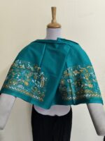 Premium Cotton Kantha Stitch Blouse Material – Folk Motifs Sea Green - Image 4