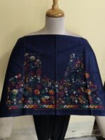 Premium Cotton Kantha Stitch Blouse Material – Folk Bird Floral Motifs Dark Blue - Image 4
