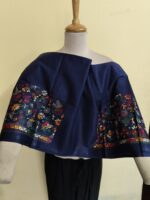 Premium Cotton Kantha Stitch Blouse Material – Folk Bird Floral Motifs Dark Blue - Image 5