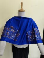 Premium Cotton Kantha Blouse Material – Peacock & Floral Motifs Royal Blue - Image 4