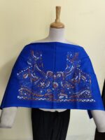Premium Cotton Kantha Blouse Material – Peacock & Floral Motifs Royal Blue