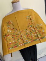 Premium Cotton Kantha Stitch Blouse Material Yellow Brown Mix Color - Image 3