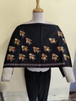 Premium Pure Cotton Kantha Stitch Blouse Material – Fish Motifs Black