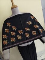Premium Pure Cotton Kantha Stitch Blouse Material – Fish Motifs Black - Image 2