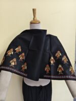 Premium Pure Cotton Kantha Stitch Blouse Material – Fish Motifs Black - Image 4