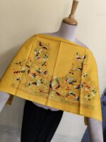 Premium Quality Cotton Kantha Blouse Material – Multicolor Floral Embroidery Yellow - Image 3