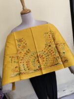Premium Cotton yellow Kantha Stitch Blouse Material - Image 2