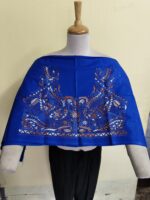 Premium Cotton Kantha Stitch Blouse Material – Twin Peacock Motifs Royal Blue