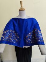 Premium Pure Cotton Kantha Stitch Blouse Material Royal Blue - Image 5