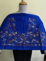 Premium Pure Cotton Kantha Stitch Blouse Material Royal Blue - Image 4
