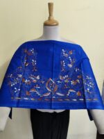 Premium Pure Cotton Kantha Stitch Blouse Material Royal Blue