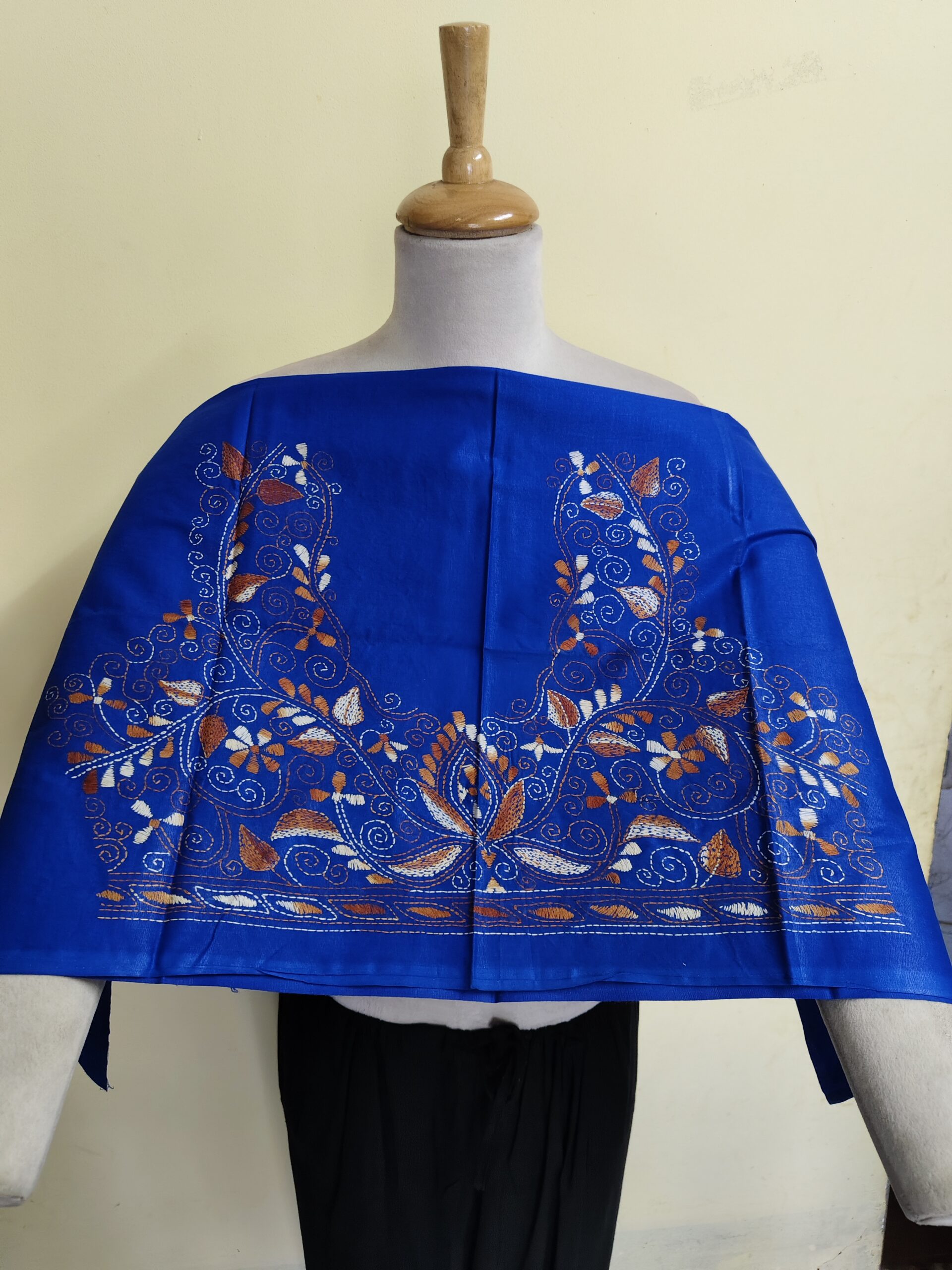 IMG_20260625_112457 Premium Pure Cotton Kantha Stitch Blouse Material Royal Blue - Image 1