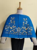 Premium Pure Cotton Kantha Blouse Material –  Floral Embroidery Blue