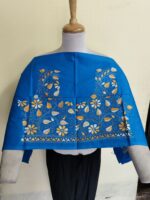Premium Cotton Kantha Stitch Blouse Material – Multicolor Floral Embroidery Blue
