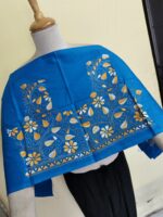 Premium Cotton Kantha Stitch Blouse Material – Multicolor Floral Embroidery Blue - Image 2