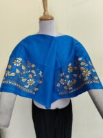 Premium Cotton Kantha Stitch Blouse Material – Multicolor Floral Embroidery Blue - Image 5