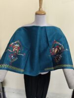 Premium Cotton Kantha Stitch Blouse Material – Multicolor Floral & Paisley Motifs Teal - Image 6