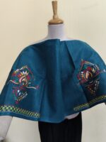 Premium Cotton Kantha Stitch Blouse Material – Multicolor Floral & Paisley Motifs Teal - Image 5