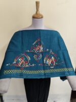 Premium Cotton Kantha Stitch Blouse Material – Multicolor Floral & Paisley Motifs Teal