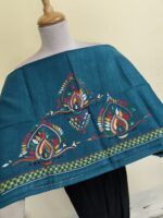 Premium Cotton Kantha Stitch Blouse Material – Multicolor Floral & Paisley Motifs Teal - Image 3
