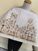 Premium Pure Cotton Kantha Stitch Blouse Material – Tribal Folk Motifs White - Image 3