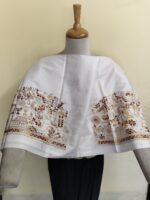 Premium Pure Cotton Kantha Blouse Material – Tribal Folk Motifs White - Image 5