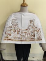 Premium Pure Cotton Kantha Blouse Material – Tribal Folk Motifs White - Image 4
