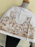 Premium Pure Cotton Kantha Blouse Material – Tribal Folk Motifs White - Image 3