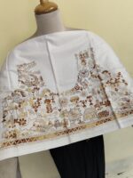 Premium Pure Cotton Kantha Blouse Material – Tribal Folk Motifs White - Image 2