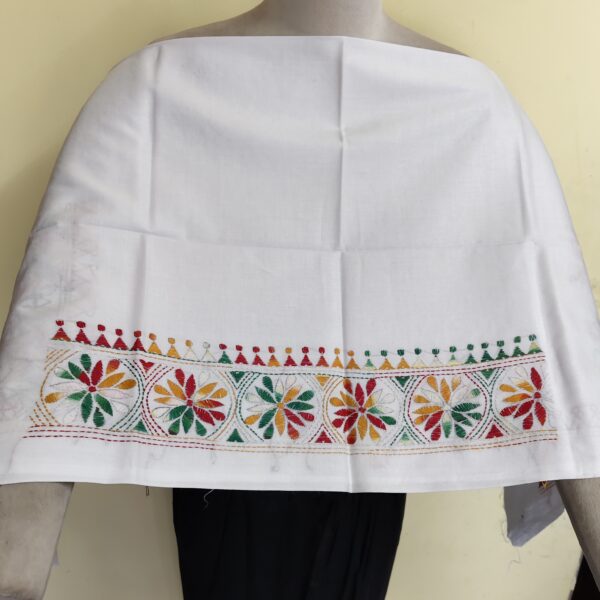 Premium Quality Pure Cotton Kantha Blouse Material White