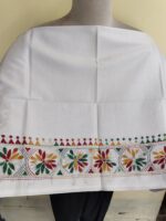 Premium Quality Pure Cotton Kantha Blouse Material White - Image 2