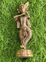 Handcrafted Dokra Brass Lord Krishna Showpiece – Traditional Tribal Metal Art