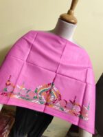 Cotton Kantha Stitch Blouse Elements – Hand Embroidered Pink - Image 2