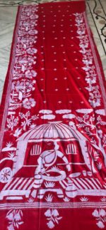 Handcrafted Kantha Stitch Art Silk Saree – Traditional Bengali Folk Art Embroidery