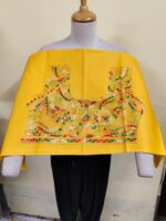Premium Pure Cotton Kantha Stitch Blouse Material – Twin Peacock Motifs Yellow - Image 5