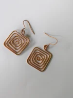 Handmade Square Spiral Copper Earrings for Women - Image 2