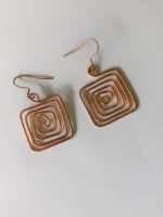 Handmade Square Spiral Copper Earrings for Women - Image 3