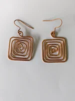 Handmade Square Spiral Copper Earrings for Women