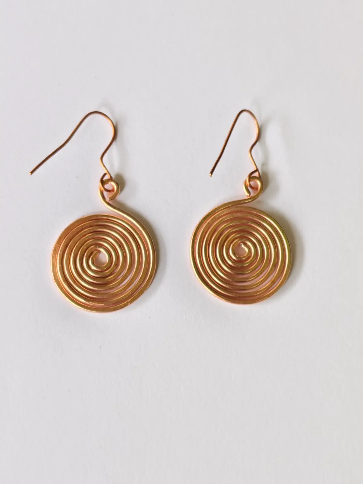 1001022504.webp Handmade Spiral Pure Copper Wire Earrings - Image 1