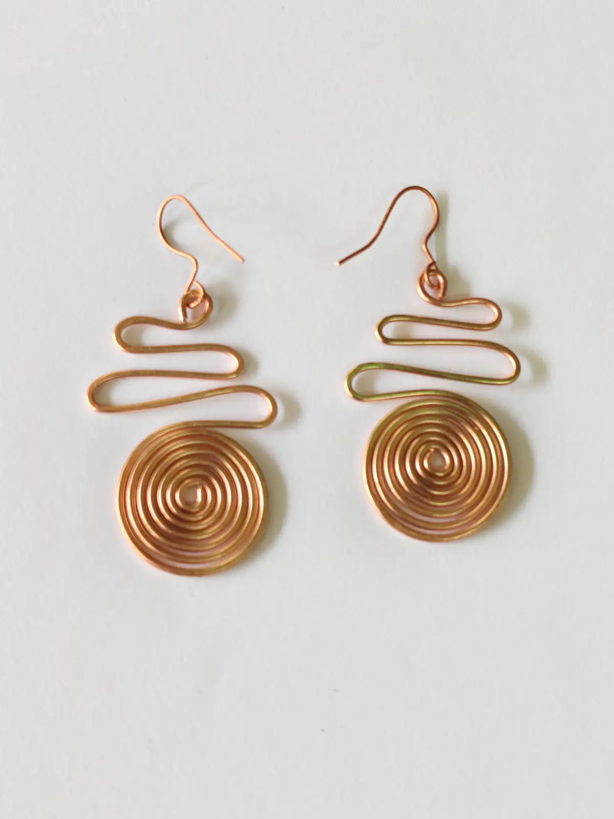 1001022508.webp Handmade Pure Spiral Copper Earrings for Women - Image 1