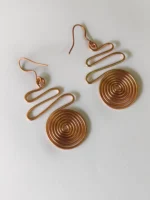 Handmade Pure Spiral Copper Earrings for Women - Image 3