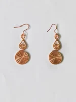 Handmade Teardrop Spiral Pure Copper Wire Earrings - Image 5