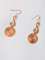 Handmade Teardrop Spiral Pure Copper Wire Earrings - Image 4