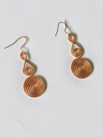Handmade Teardrop Spiral Pure Copper Wire Earrings - Image 2