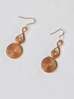Handmade Teardrop Spiral Pure Copper Wire Earrings - Image 3