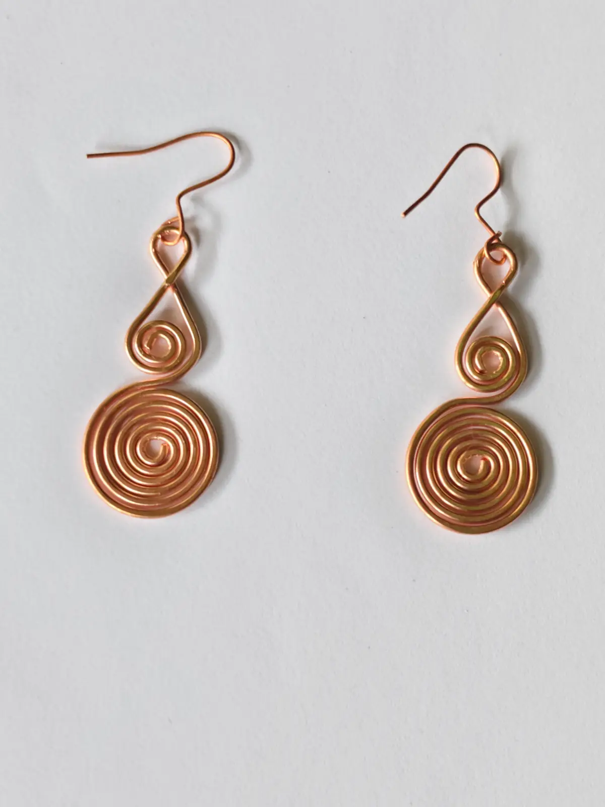 1001022533.webp Handmade Teardrop Spiral Pure Copper Wire Earrings - Image 1