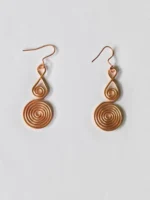 Handmade Teardrop Spiral Pure Copper Wire Earrings - Image 6