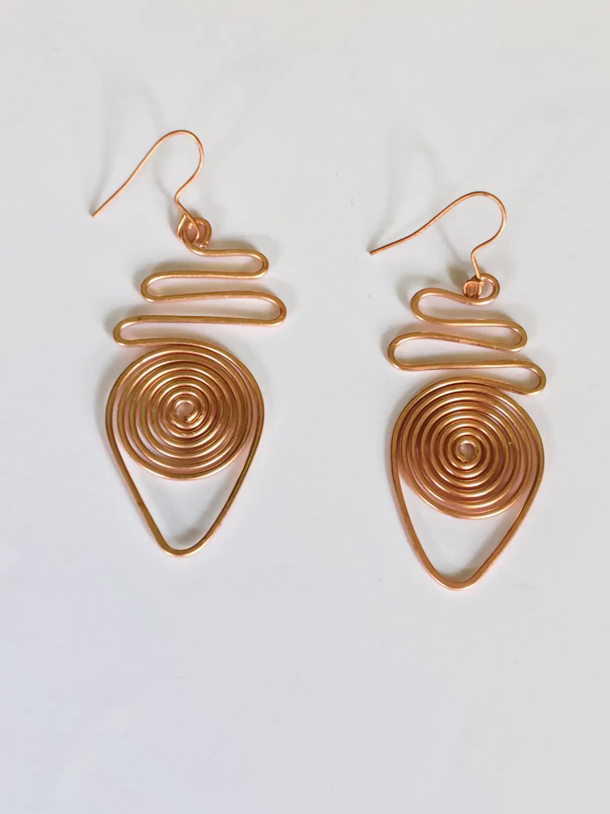 1001022614.webp Handmade Spiral Pure Copper Earrings for Women - Image 1